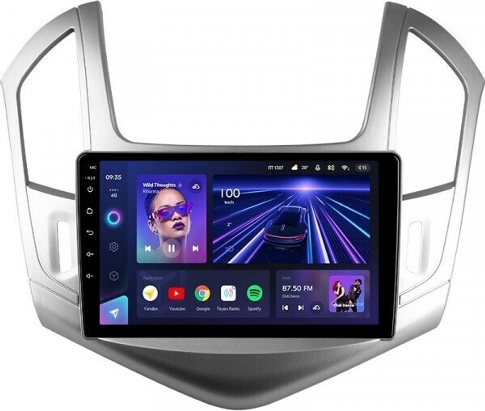 Магнитола для Chevrolet Cruze 2012-2015 (рамка серебро) - Teyes CC3 Android 10, ТОП процессор, 4/32 Гб, CarPlay, SIM-слот
