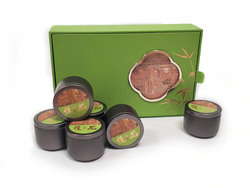 269124.3 Набор подарочный ВПЕЧАТЛЕНИЕ 6 банок, размер 5,5*4,2см, коробка, сумка, картон/ жесть зелен