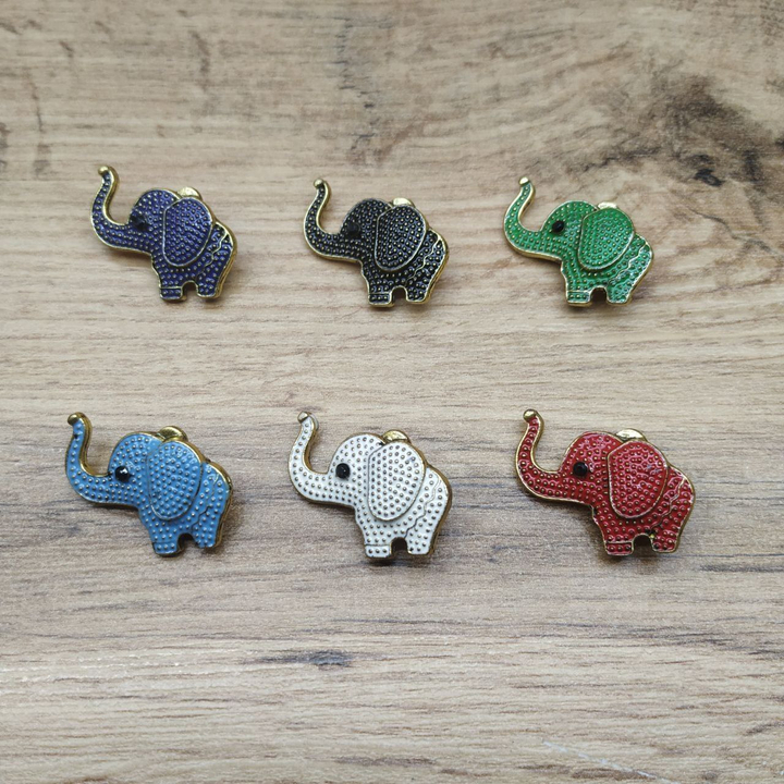 Брошь Mini Слоник эмаль цветная микс металл золотистый