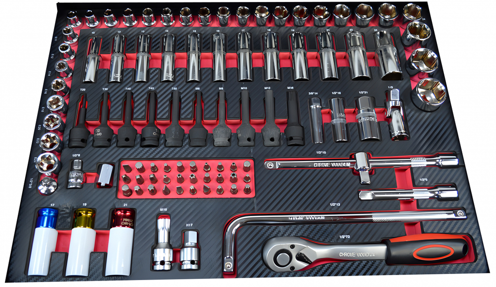 Инструментальная тележка с инструментом GW-3ST2 Blue (Great Wolf, 324 поз) с полкой и тремя ящиками