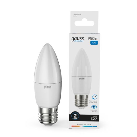 Лампа светодиодная Gauss E27 12W 6500K матовая 30232