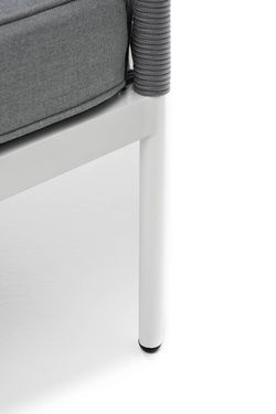 "Канны" левый модуль плетеный из роупа, каркас алюминий белый шагрень, роуп светло-серый круглый, ткань светло-серая