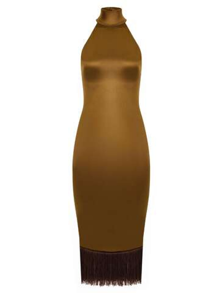 Платье миди с бахромой из бифлекса