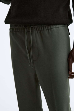 ZARA БРЮКИ-ДЖОГГЕРЫ КОМФОРТНОЙ ПОСАДКИ, ТЕМНО-ЗЕЛЕНЫЙ