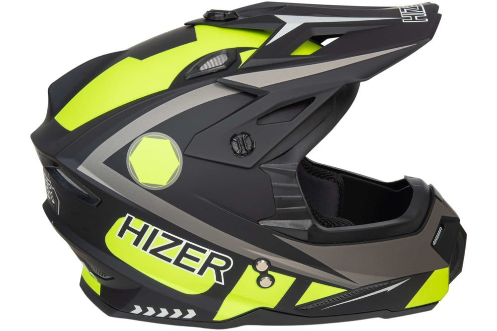 Шлем мото кроссовый HIZER J6801, размер L gray/lemon