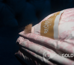 Одеяло стеганое из 100% верблюжьего пуха 200х220 см. (ERDENET) - розовый орнамент