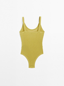 Massimo Dutti Трикотажное боди на бретелях - Studio, бутылочно-зеленый