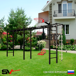 Уличная шведская стенка Sv Sport рукоход х 2 У54000К (Турник/Брусья/Со спинкой/Щит баскет/Канат/кольца/лестница)