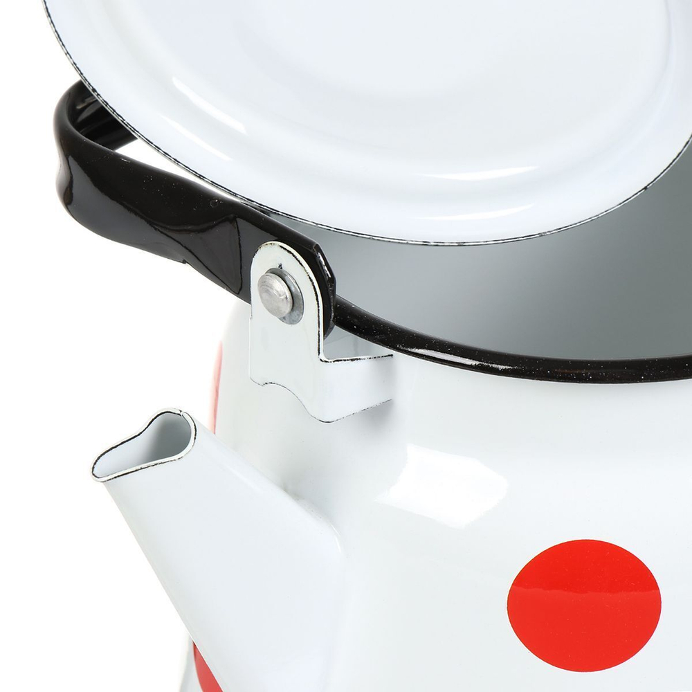 Чайник эмал, 3.5 л, свист, петля, Сиб товары, Красный горох, бел, С2716*79