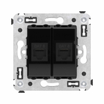 Компьютерная розетка RJ-45 без шторки в стену, кат.6 двойная, "Avanti", "Черный квадрат"