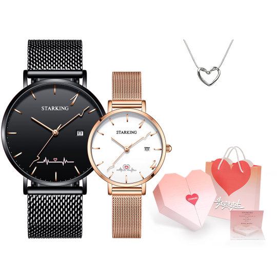 STARKING Quartz Movement Stainless Steel Watchband Watch Unisex White Dial