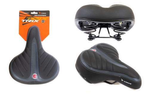 Седло TRIX комфорт 250x210 мм, пружинное, черно-серое