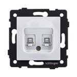 Розетка двойная Ethernet RJ45 Cat.5, белый Kollinger REA-015WH для Aspekt, Eleganz, Reflex