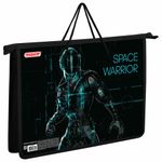 Папка на молнии с ручками ПИФАГОР А4, 1 отделение, пластик, ручки-шнурок, "Space warrior", 270866