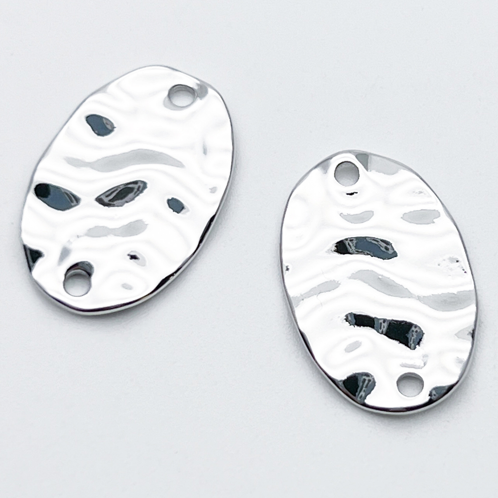 Коннектор Овал, цвет серебро (родий), размер 21*14 мм, цена за 1 шт