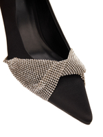 Женские туфли замшевые чёрные с бантом из страз