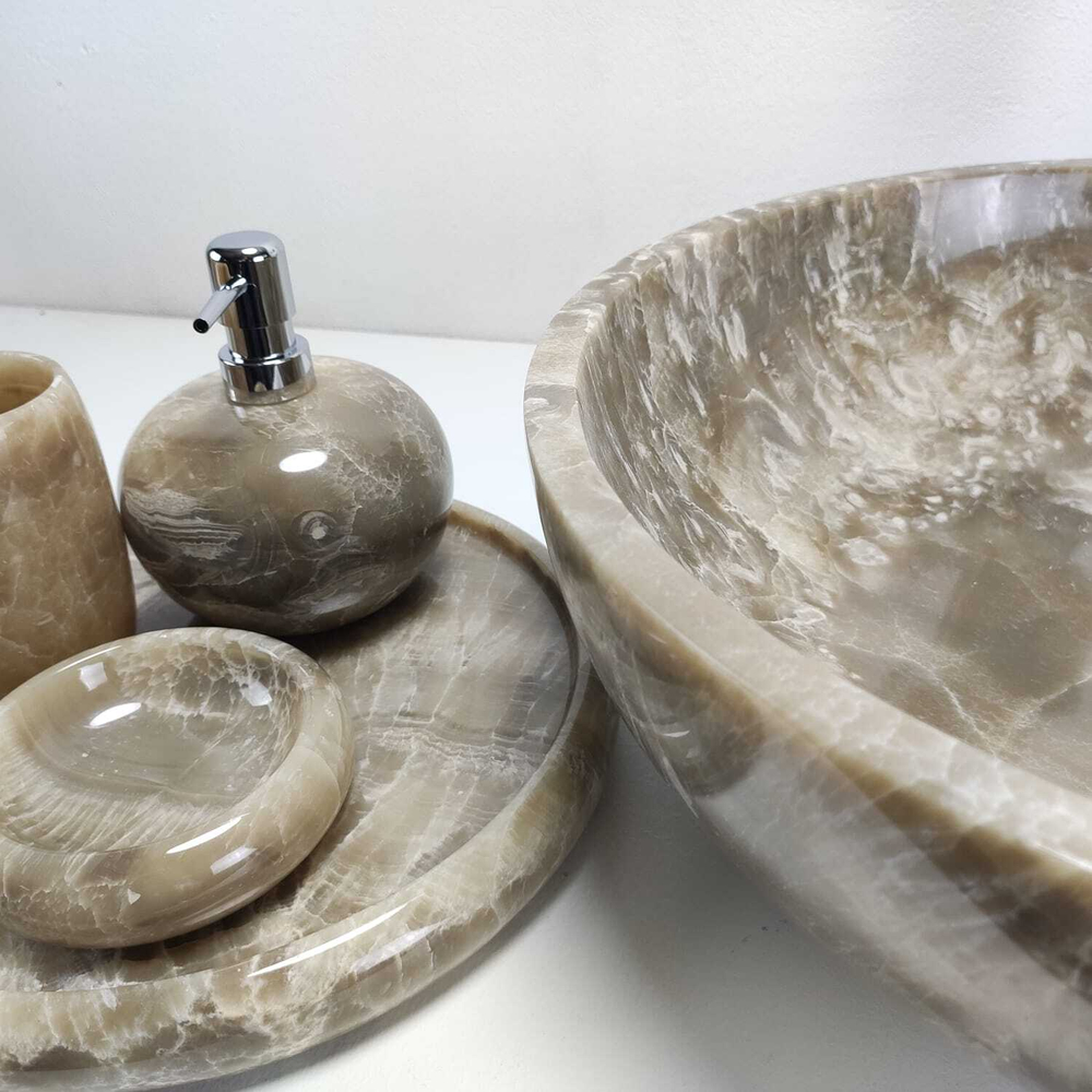 Раковина из оникса Bowl Grey Medium TinLip BO-60987 45*45*15