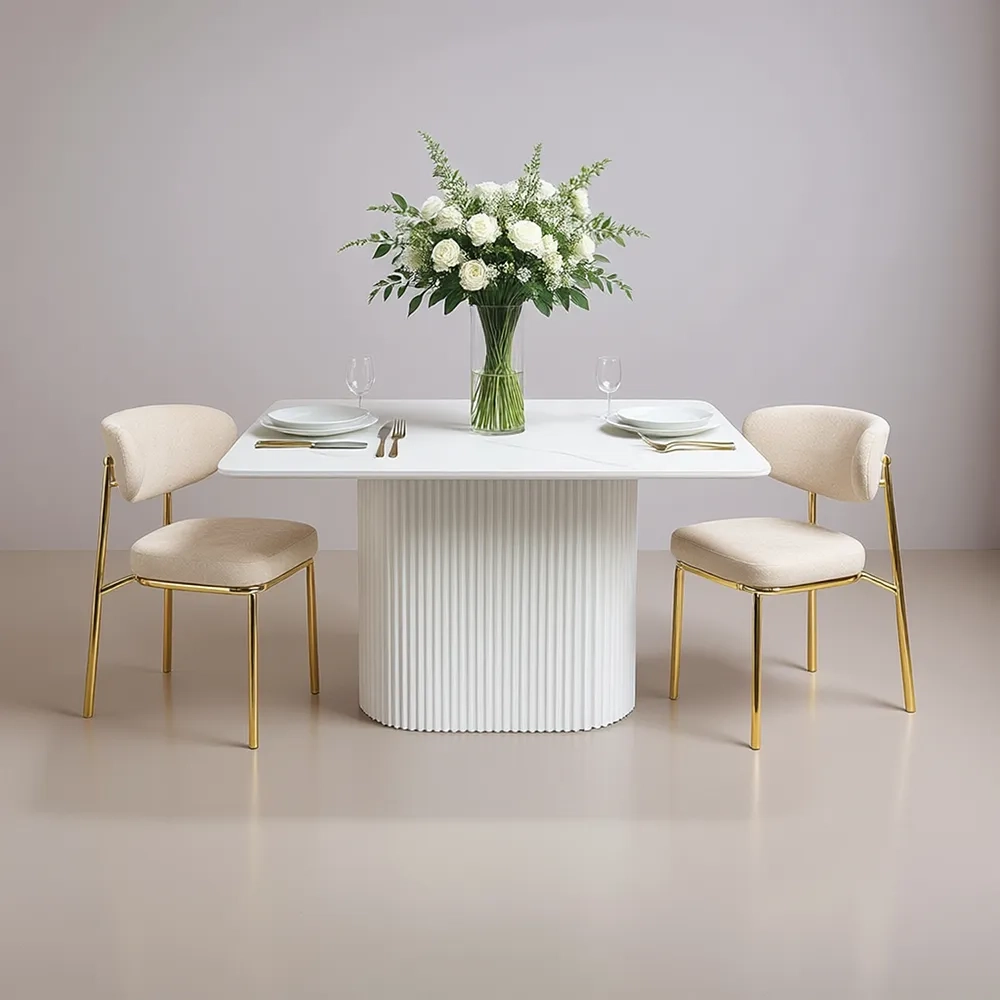 Стол Bradex Home Festa 140x85x77см, керамогранит белый мрамор