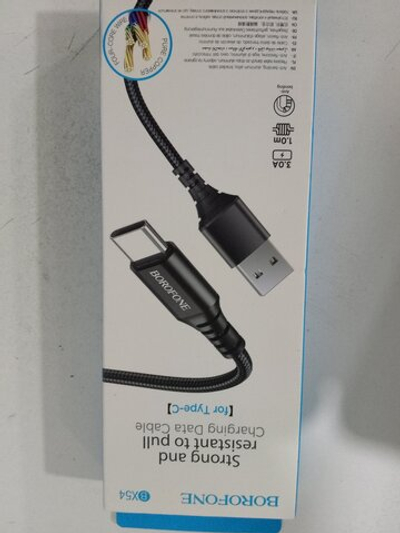Кабель Type-C BOROFONE BX54 1м 3А, нейлон черный (коробка)