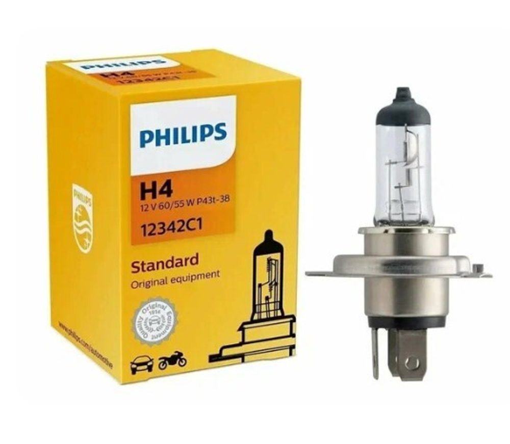 Лампа 12 В H4 60/55 Вт Р43 галогенная Philips