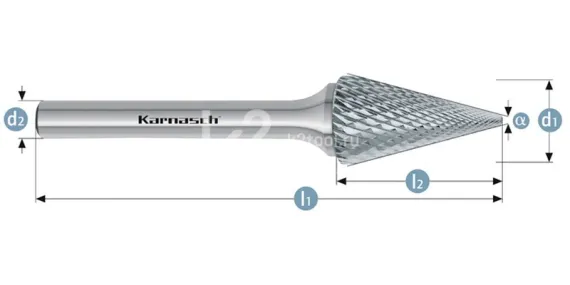 Борфреза твердосплавная Karnasch форма M, 3х8х3х38 мм, насечка HP-4, без покрытия, арт. 11.3092-010