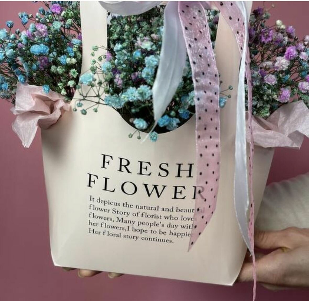 Сумочка с гипсофилой, радужная гипсафила