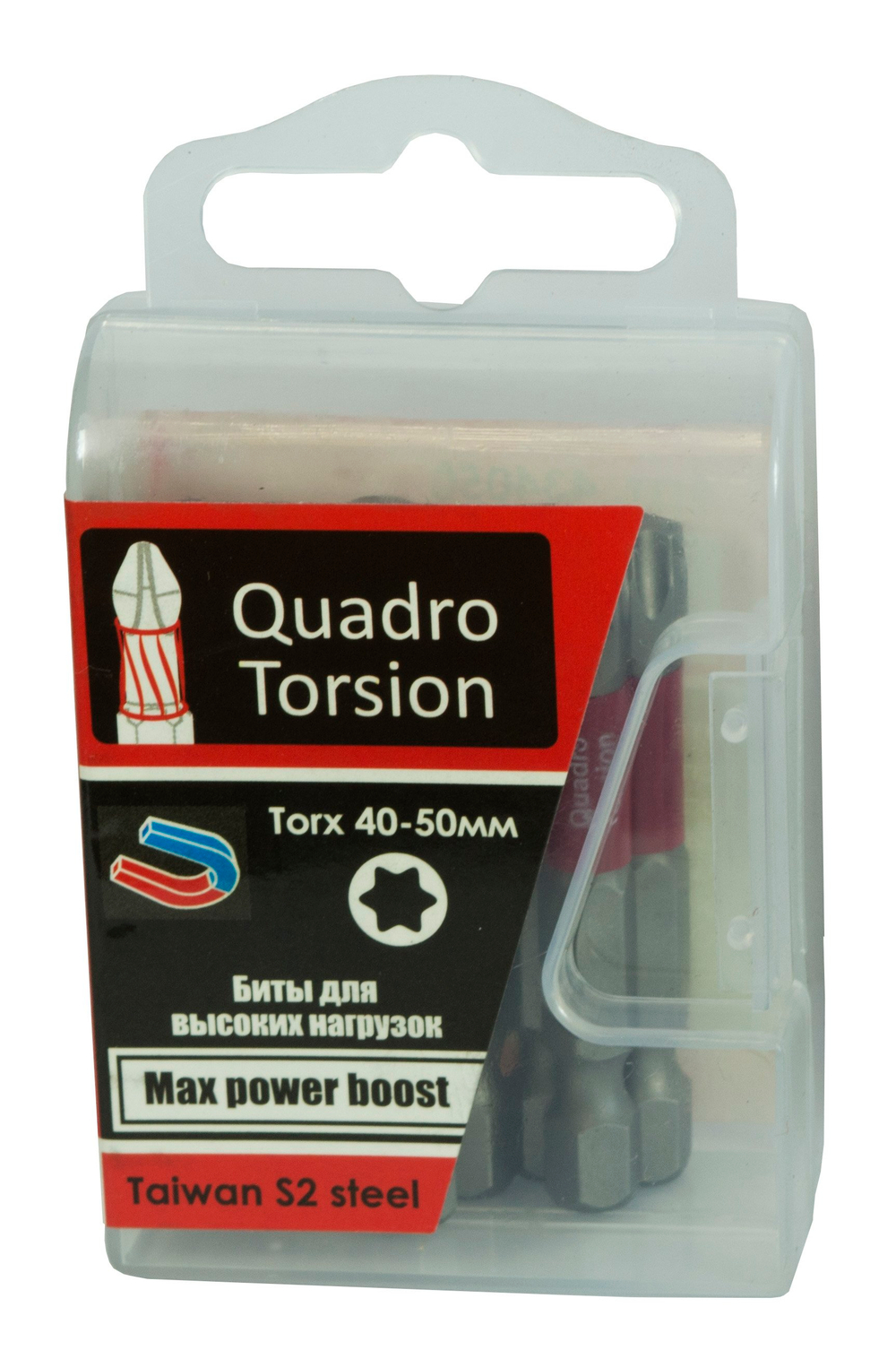 Бита 1/4" E6,3 магн., S2, зона Torsion, Torx 40-50мм (10 шт./кор.) "Quadro Torsion"