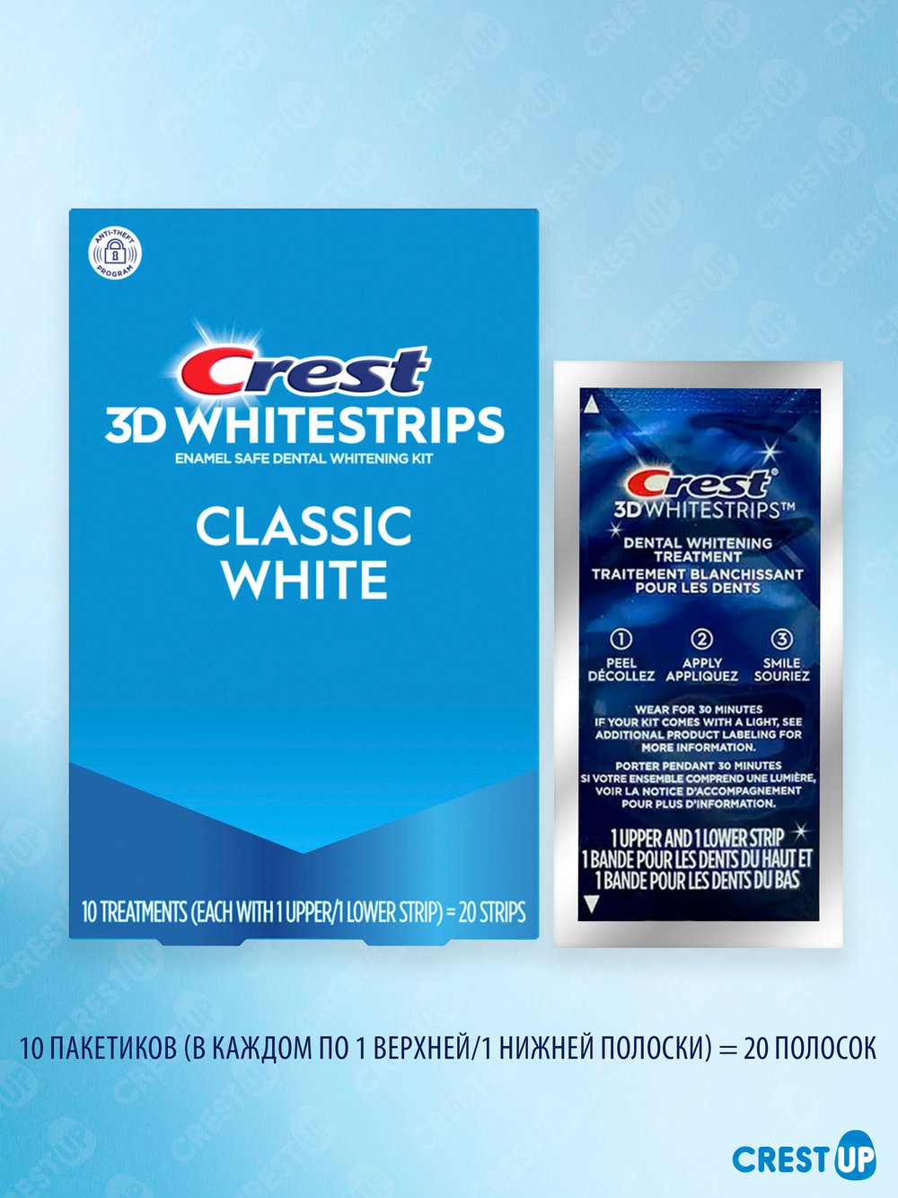 Отбеливающие полоски для зубов Crest 3D Whitestrips Classic White
