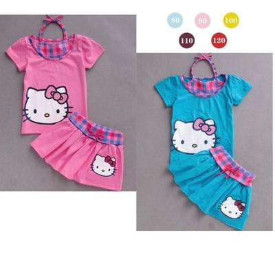 Костюм из юбки и футболки однотонный Hello Kitty