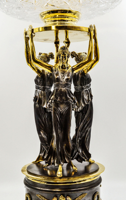 Ваза, "Три грации". Россия. Хрусталь, латунь, бронза. 1990-2000-е.