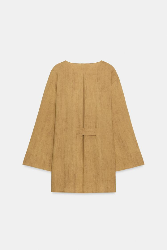 ZARA КУРТКА НА ЗАВЯЗКАХ, ГОРЧИЧНЫЙ