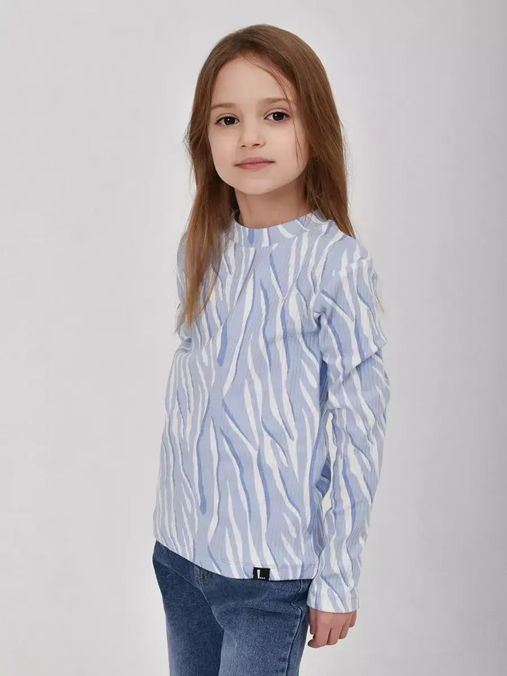 Лонгслив базовый для девочки с принтом