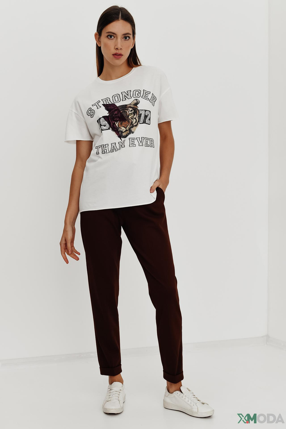 Футболка Marc Aurel 7367 белый тигр стразы