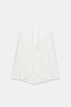 ZARA БЛЕЙЗЕР-СМОКИНГ ИЗ ЛЬНА — ZW COLLECTION, БЕЛЫЙ