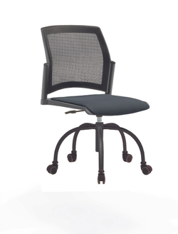 Кресло Rewind каркас черный, пластик серый, база паук краска черная, без подлокотников, сиденье антрацит, спинка-сетка