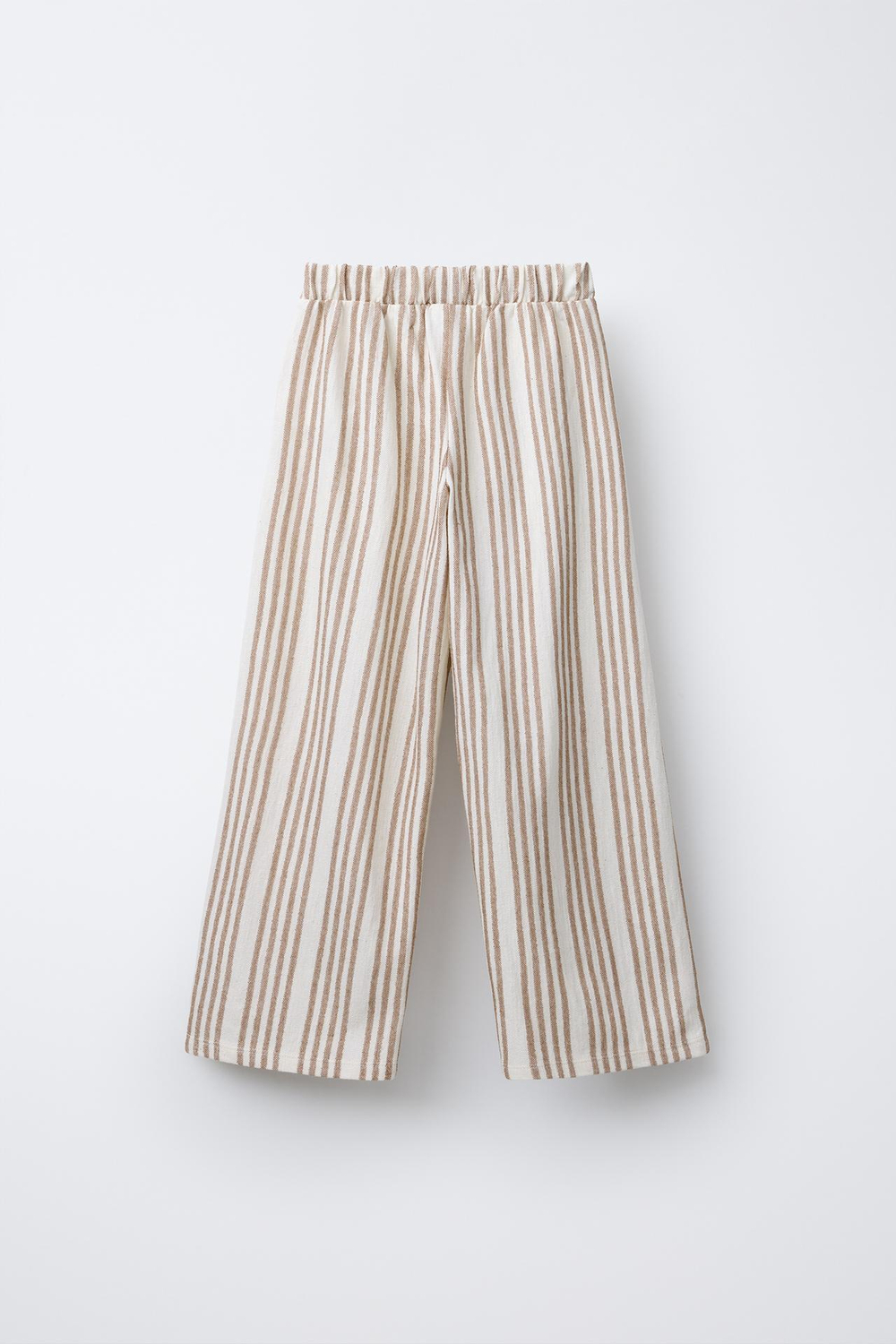 ZARA БРЮКИ В ПОЛОСКУ С ПРОРЕЗНЫМИ КАРМАНАМИ, БЕЖЕВЫЙ