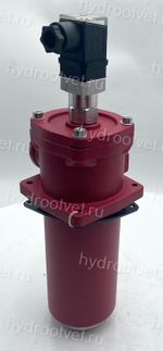 WKRFBN/HC110DC10D1.X/-L24 - Сливной фильтр гидравлический одинарный модели RF тонкость фильтрации 10 мкм, типоразмер 110, вид присоединения: резьба G3/4, материал корпуса - чугун, рабочее давление до 25 бар, визуально-электрический (лампа с напряжением 24В) индикатор загрязнения