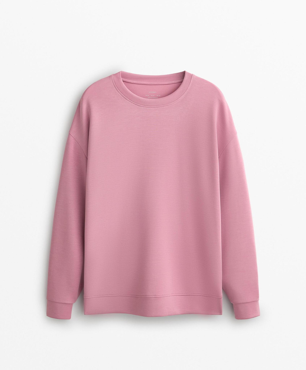 Oysho Толстовка удлиненная с мягким на ощупь модалом, розовый