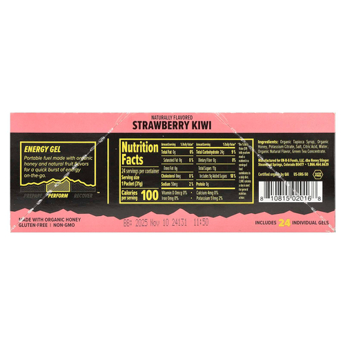 Honey Stinger, Energy Gel, клубника и киви, 24 пакетика по 31 г (1,1 унции)