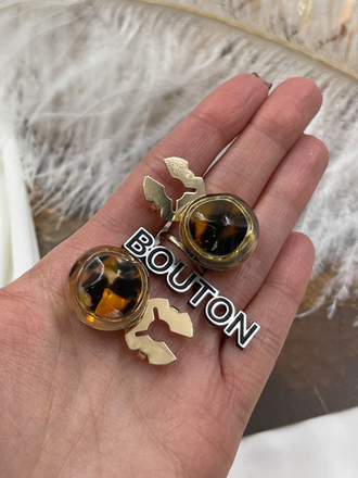 Накладка золотистая с коричневым (леопардовым, черепаховым) камнем