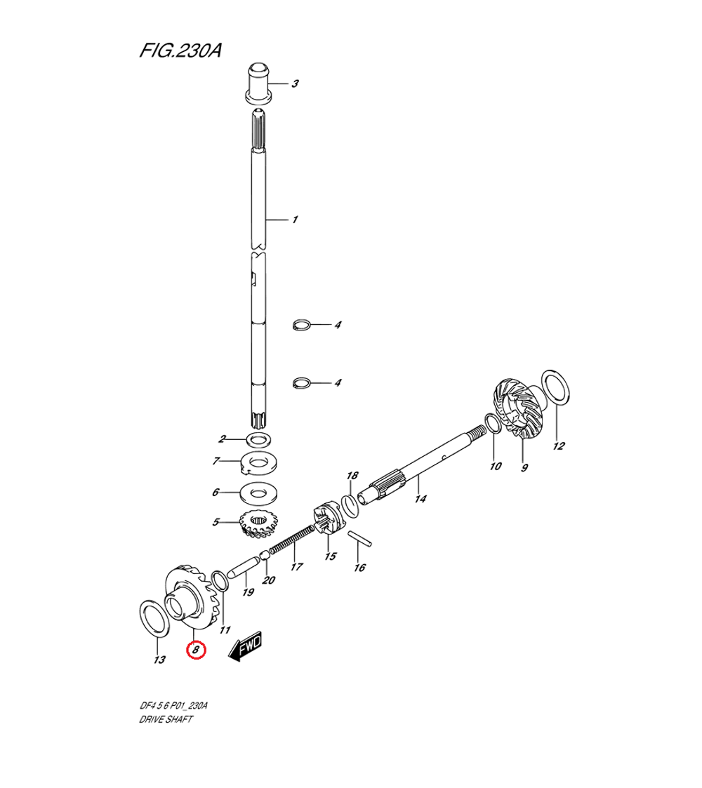 Шестерня переднего хода для SUZUKI DF4-6 / 57510-98611