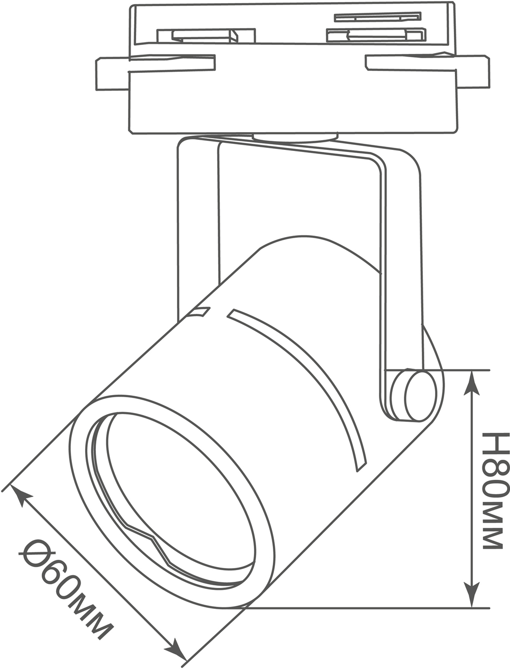 Светильник трековый, GU10, D60хH80мм, IP20, черный, без лампы