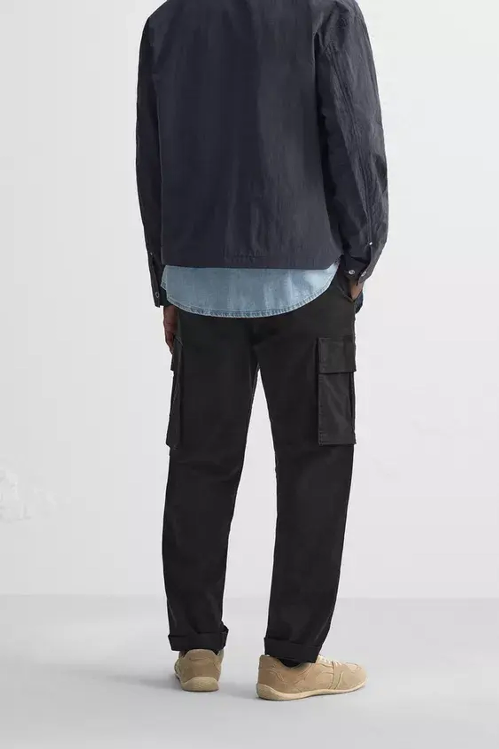 ZARA БРЮКИ КАРГО RELAXED FIT, ЧЕРНЫЙ