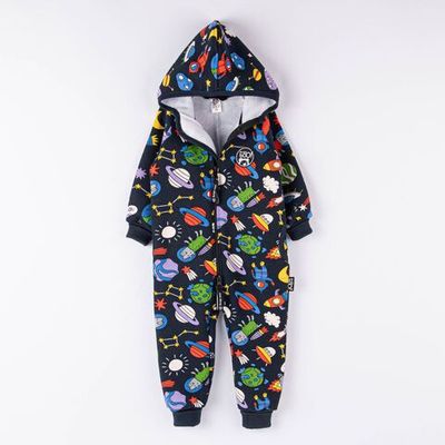 Warm hooded jumpsuit with pockets - Space