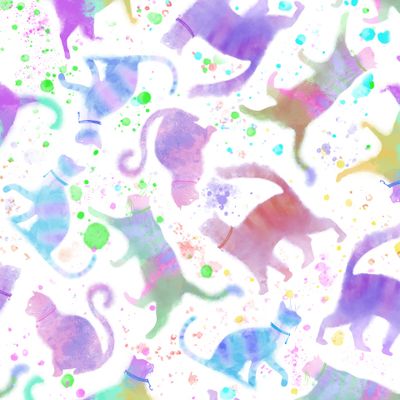 Magic Cats. Волшебные коты на белом фоне