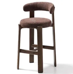 Барный стул Granite из коричневой синели и ясеня с отделкой орех 75 см