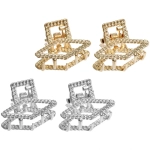 Заколка-краб для волос 2шт «AKS - DesignPRO», ромбы, цвет золото и хром, 2,5*2см