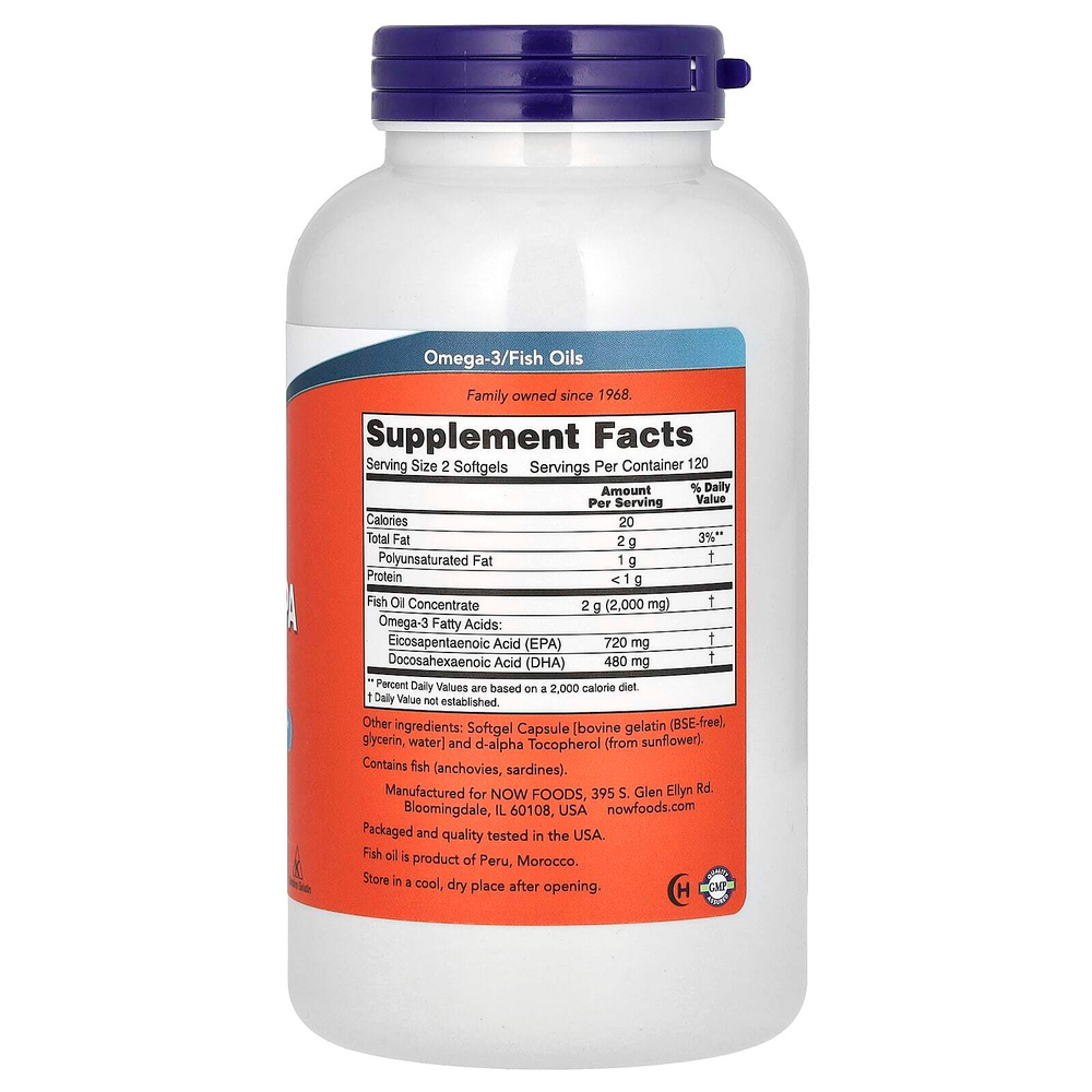NOW Foods, рыбий жир Super Omega с ЭПК, 240 мягких таблеток (1000 мг на капсулу)