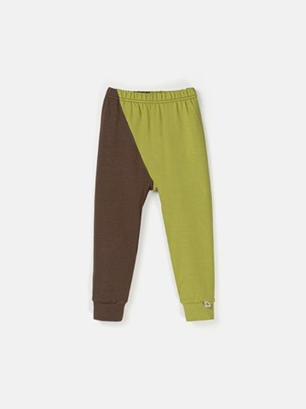 Брюки со спущенным шагом Колор-блок "Шоколад/Бамбук"