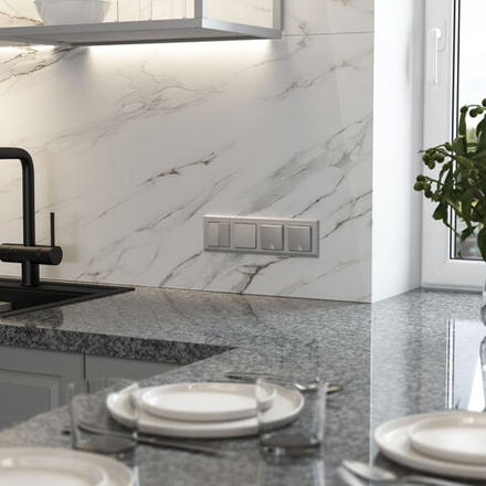 Выключатель одноклавишный (серебряный матовый)